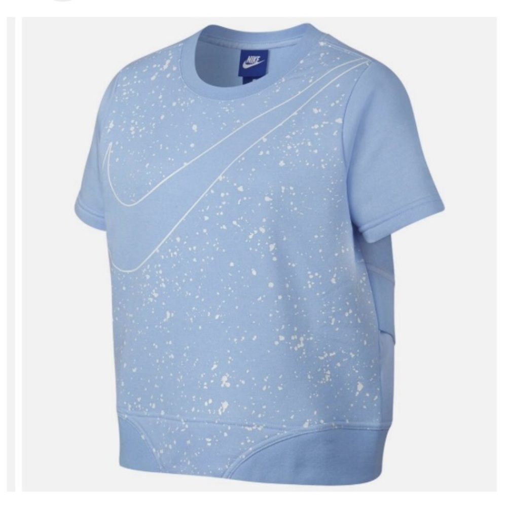 Nike baby blue white splatter paint short sleeve Sportswear Crewneck Sweatshirt